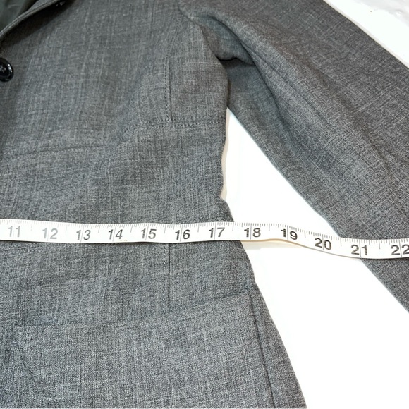 Allegory stretch GRAY WOOL Lycra TRENCH Sz 10 Pea Coat 6 Button Jacket 352834 L - Picture 12 of 15